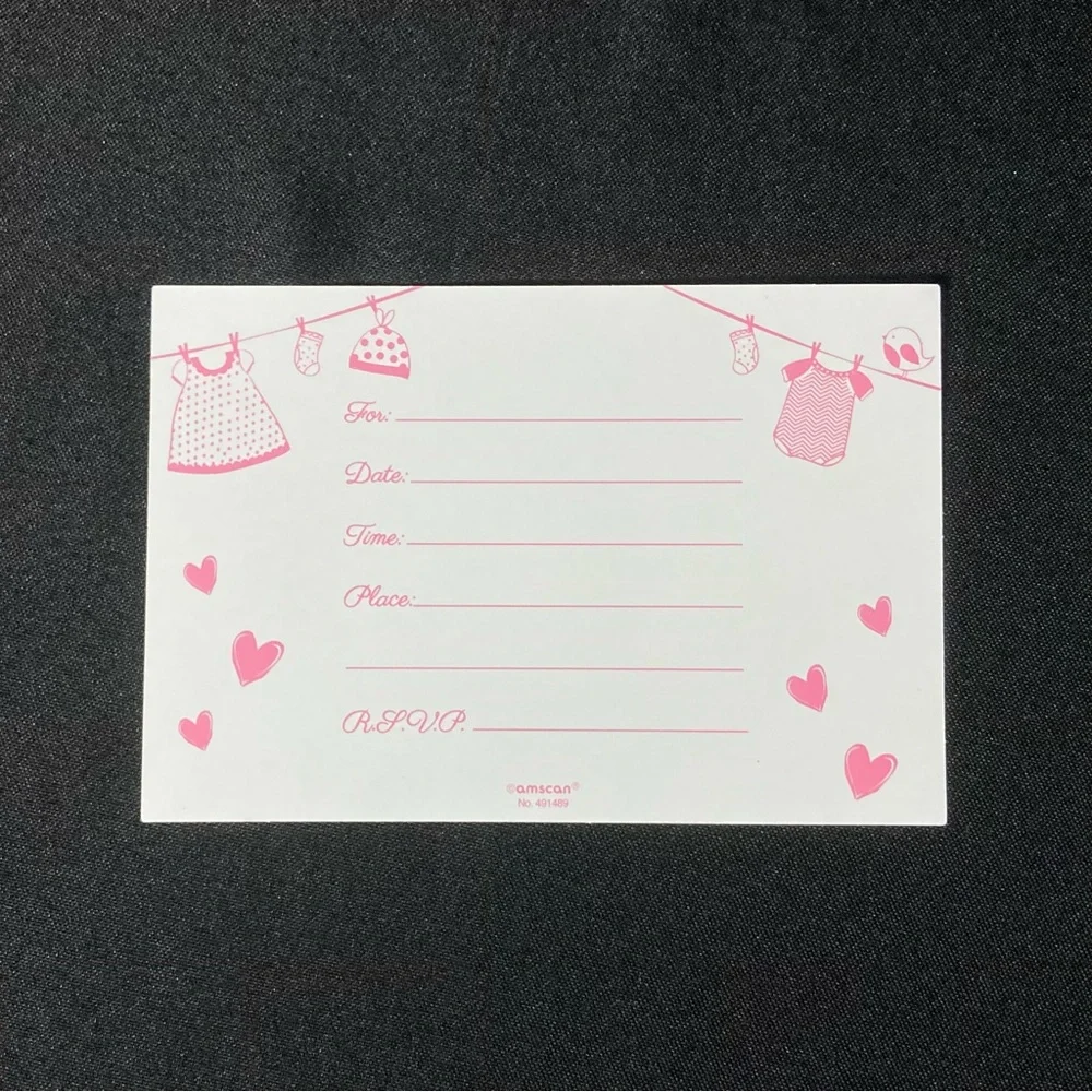 8 Pink Baby Girl Baby Shower Invitations And Envelopes